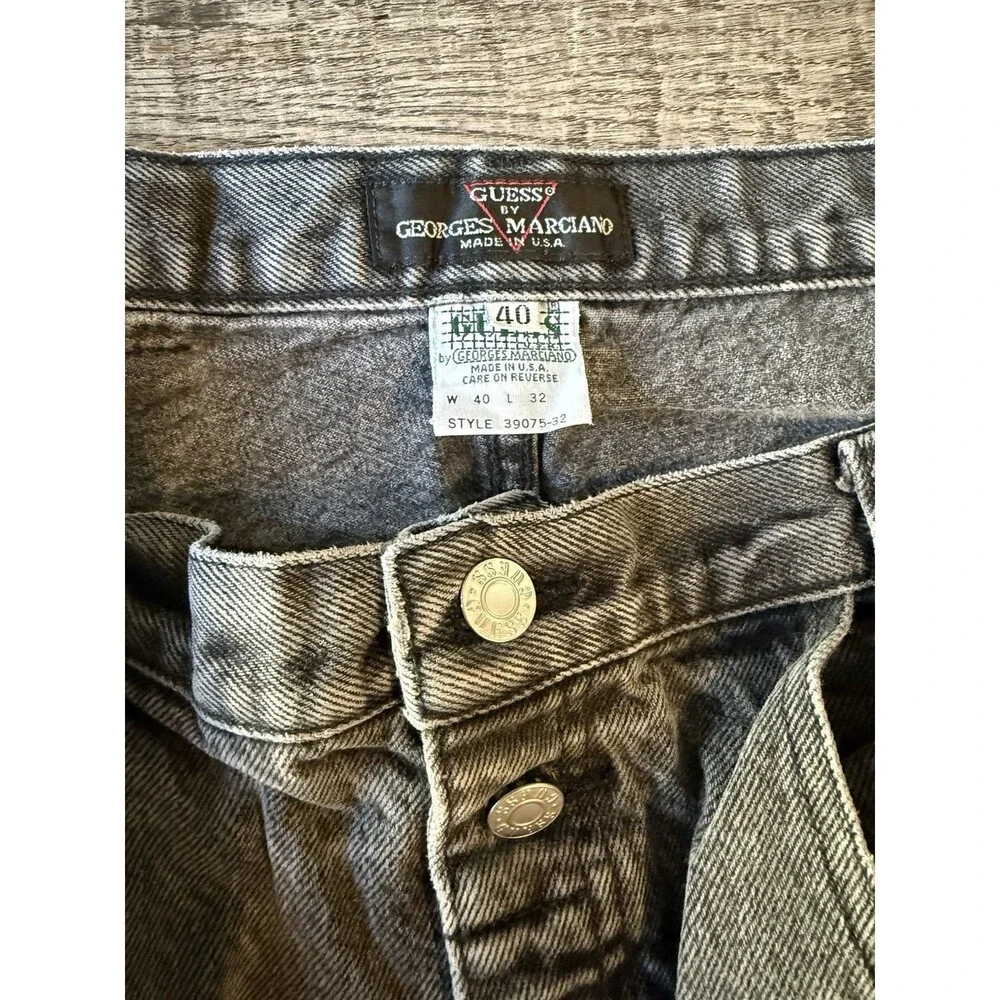 Vintage Guess by Georges Marciano Jeans Mens 40x32 Acid Wash Gray USA Made Denim
